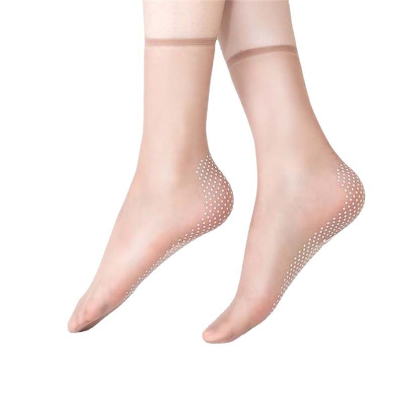 Chaussettes antidérapantes en soie cristalline invisibles pour femmes